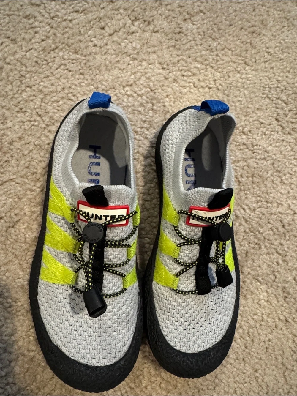 Hunter Kids Water Shoes- Gray Knit with Neon Yellow Straps